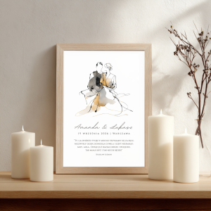 Elegancka ślubna pamiątka, minimalistyczny plakat P0165