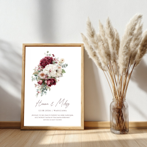 Elegancka ślubna pamiątka, pamiątkowy plakat P0169