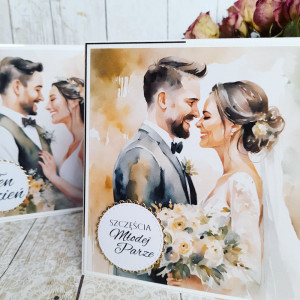 Elegancki telegram premium ślubny | Szczęścia młodej parze