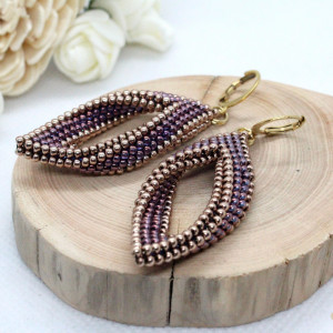 eleganckie  kolczyki szyte z koralików Toho