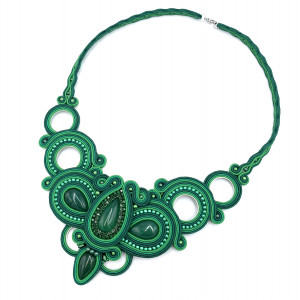 "Esmeria" naszyjnik sutasz z agatami zielony elegancki kolia