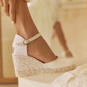 Espadryle na koturnie ze skóry - rozm.39