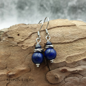 Etniczne kolczyki chainmaille - lapis-lazuli