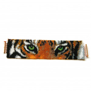 Eye of the Tiger, szeroka wyplatana bransoleta, beading
