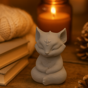 Figurka „Medytujący Lis” szara