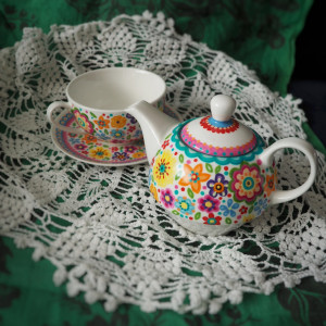 filiżanka i imbryk komplet do herbaty FOLK