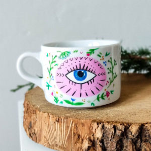 Filiżanka porcelanowa ręcznie malowana oko