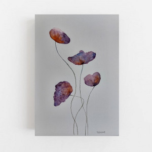 Fioletowe kwiatki  -akwarela formatu A4