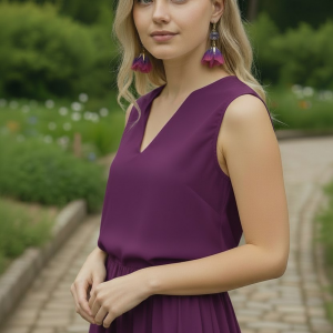 fioletowe kwiatki - delikatne kolczyki