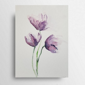 Fioletowe kwiaty-akwarela 24/32 cm
