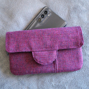 fioletowe melanżowe etui na telefon z kieszonkami