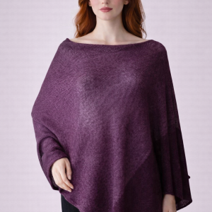 Fioletowe poncho z jedwabnego moheru