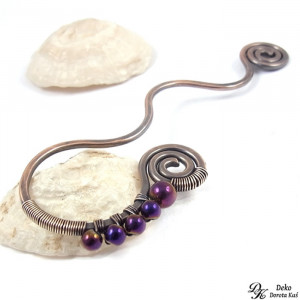 Fioletowy Hematyt - miedziana zakładka do książki