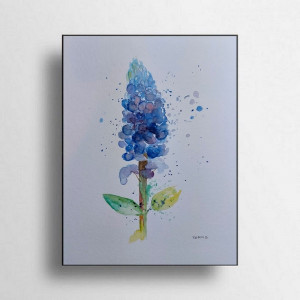 Fioletowy kwiatek - akwarela formatu 24/32 cm