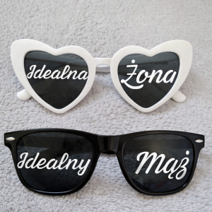 Gadżety do fotobudki na wesele, okulary na ślub do zdjęć mąż i żona