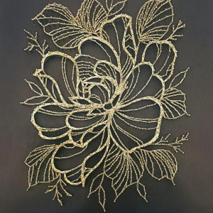 Golden Flower obraz string art 3d