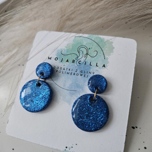 Granatowe brokatowe kolczyki