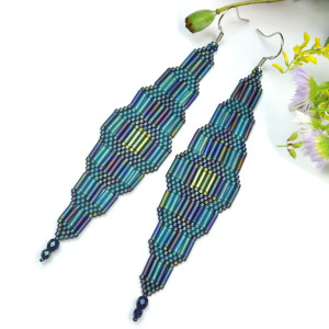 Groty niebieskie, "indiańskie" kolczyki, beading