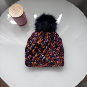 Gruba czapka 100% Merino-Wielokolorowa