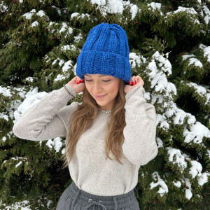 (kopia) Gruba wełniana czapka 100% wełna handmade