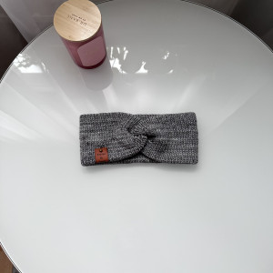 Gruba wełniana opaska 100% merino-Popielata