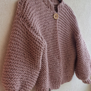 Gruby sweter Bomber 100%wełna. Handmade.