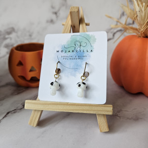 Grzyby białe szklane kolczyki