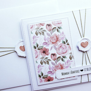 Gustowna kartka na ślub ręcznie robiona pamiątka ślubu personalizowana