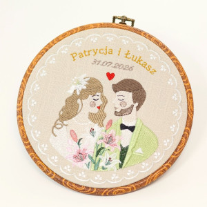 Haft ślubny w oprawie 20 cm, indywidualna pamiątka ślubna 34