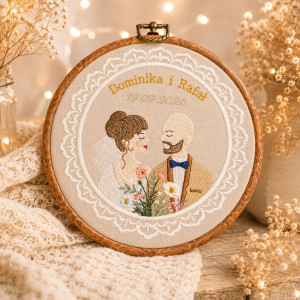 Haft ślubny w oprawie vintage 20 cm, indywidualna dedykacja 18
