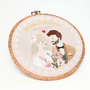 Haft ślubny w oprawie vintage 20 cm, indywidualna dedykacja 20