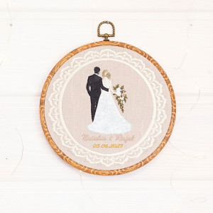 Haft ślubny w oprawie vintage 20 cm, indywidualna dedykacja 21