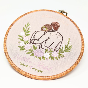 Haft ślubny w oprawie vintage 20 cm, indywidualna dedykacja 22