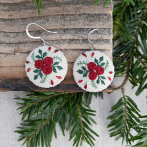 Haftowane kolczyki - bordowe