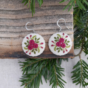 Haftowane kolczyki - burgundowe