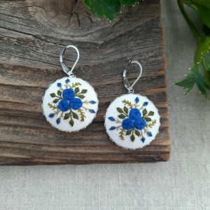 Haftowane kolczyki - niebieskie II