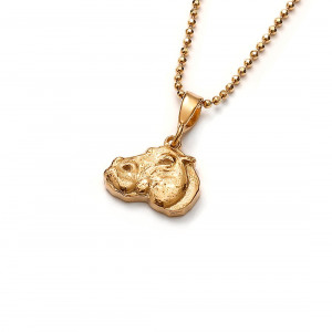 Hipopotam mini talizman ze złoconego srebra