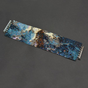 Ilúve - Heart Nebula I, szeroka wyplatana bransoleta, beading