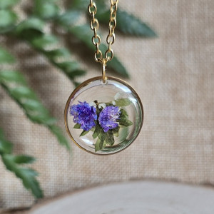 Jagodowe pole zawieszka wisiorek złoty żywica