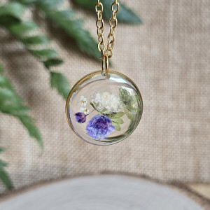 Jagodowy las zawieszka wisiorek złoty naszyjnik fiolet