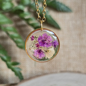 Jagodowy las zawieszka wisiorek złoty żywica