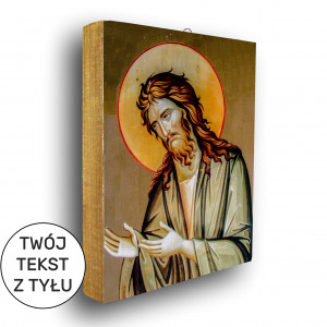 Jan Chrzciciel - ikona z  tekstem z tyłu