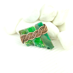 Jaspis cesarski broszka wire wrapping