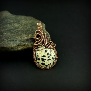 Jaspis dalmatyński wisiorek wire wrapping