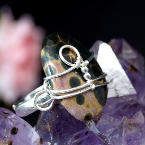 Jaspis srebrny pierścionek z jaspisem oceanicznym