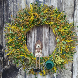 Jesienny wianek na drzwi, #J5, dekoracja domu, biura, hotelu, 45 cm