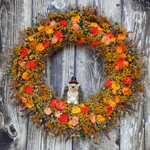 Jesienny wieniec dekoracyjny, autumn wreath, #J4, eko, susz, 45 cm