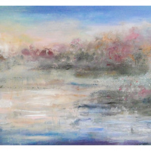 Jezioro VI (50x70) - obraz na płótnie, ręcznie malowany, do salonu