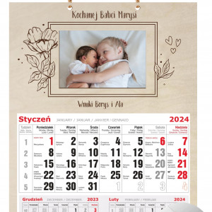 Kalendarz dla Dziadków ze zdjęciem kwiaty