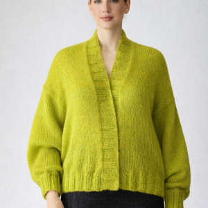 Kanarkowy kardigan z moheru